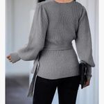 KNITTED WRAP Yoga Sweater Grey Small NWOT Gray Photo 1