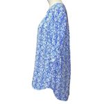 kim rogers PRETTY  3/4 Sleeve Roll Tab Sleeve Blouse Size Small Blue White Photo 6