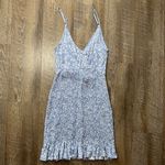 Endless Blu Light Blue Yellow Floral‎ Babydoll Bodycon Mini Dress Womens Medium Photo 4