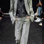 Alexander Wang Mohair Blazer With Leather Vest In Grey Photo 2