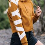 Boxy Brown Cropped Hoodie with ZYIA White Graphic Photo 1