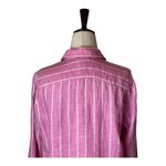 NYDJ  Shirt Women‎ Small Pink And White Striped Collared Linen Pullover Photo 4