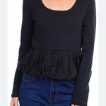 Jolie & Joy New! Juniors Ruffled Black long sleeve Top size M Size M Photo 0