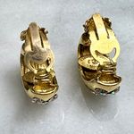 Chanel Vintage Crystal & Gold Plated Half Moon Clip-On Earrings Photo 9