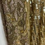 Mac Duggal BEADED embellished FLORAL SLEEVELESS GOWN in gold with slit size 2 Photo 10