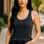 CAbi Charcoal Gray Flecked Black Racer Back Tank Top ~ Women's Size SMALL Photo 0