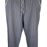 Free People Harley Pant Womens Large Jacquard Blue Gold Geometric Drawstring Photo 0