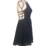 Lulus LULU’S “Good Deeds Black Lace-Up Dress” lightweight Georgette fabric. Small. EUC Photo 5