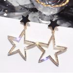 Crystal Hollow Star Stud Drop Earring Gold Photo 0