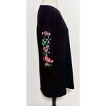 ZARA Floral Embroidered Sleeves Tie Knit Dress Sweater Black Women's Size Medium Photo 2
