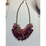 Rose pink and violet crystal layered beaded bib necklace statement necklace Photo 6