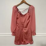 We Wore What • mini dress pink silky cowl neck chiffon puff sleeve sz 2 Photo 7