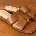 Cushionare Cushionaire Voyage Slide‎ Sandal Slip On Tan Brown Vegan Leather Casual Flat 8.5 Photo 0