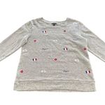 Talbots Embroidered Pullover Sweatshirt French Icons Whimsical Cotton Size Small Photo 1