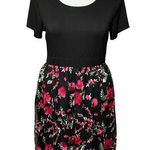 GILLI Womens Dress Short Sleeve Rose Embroidered Bell Skirt Black Red Green 2X Photo 0