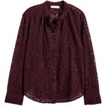 Treasure & Bond Lace Button-Up Long-Sleeved Shirt Burgundy NWT Medium Photo 4