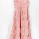 Maje Pale Pink Romeo Trapeze Tiered V-Neck Sleeveless Midi Dress Size 38 Photo 1