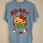 Sanrio NEW Hello Kitty Burger Blue Graphic T-Shirt  Yum Size XS Oversized Photo 0