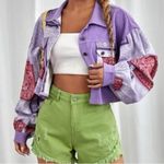 SheIn 🆕 Purple Bandana Print Cropped Jacket Photo 0