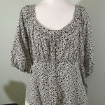 Old Navy XL Peasant Top Blouse Puffed Sleeve Smocked Back Floral Print Button Photo 0