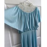 American Vintage Vintage Powder Blue white Lace High Neck Flutter Sleeve Pleated Maxi Dress XS Photo 10