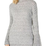 INC International Concepts Bell Sleeve Mock Neck Tunic Sweater Grey Fleck XL Gray Photo 0