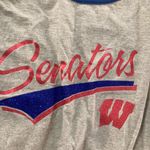 Sport-tek Washington Senators T Shirt Womens Medium  Gray with Blue Sleeves Tie Photo 1