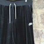 Nike  Heritage Velour Velvet Sweatpants Women's Large Joggers Stretch Black White Photo 3