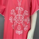 Kaftan Pink Scalloped Sleeve Notched Neckline Pink Maxi Dress Size Medium Caftan Photo 14