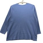 Woman Within Waffle Knit Henley Top Blue 2X Photo 1