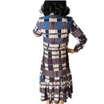 Boutique Penelope drop waist long sleeved button print dress purple, white, blue size XS Photo 8