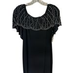 Marina Women's Size 4 Black Beaded Capelet V Photo 1