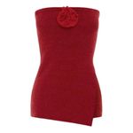 With Jean WITH JÉAN Belle Crushed Velvet Strapless Top, Red, Medium Photo 10