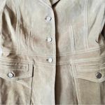 Loft Ann Taylor Women’s Tan/Cream Suede & Leather Dress Formal Jacket Size 6 Photo 3