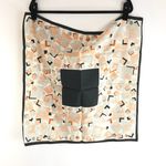 Womens Vintage Scarf Hair Accessory Geometric Squares Black Orange Square 22x23 Photo 2