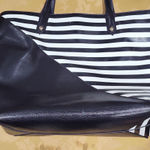 Black & White Faux Leather Lined Tote Bag Photo 0