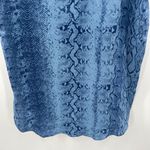 ACROBAT Tunic Top Extra Small 100% Silk Blue Snakeskin Snake High Side Slits S/S Size XS Photo 3