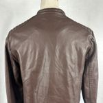 Brown Faux Leather Moto Jacket Asymmetrical Zip Womens Medium Punk 90's Photo 5