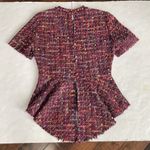 ZARA  Tweed peplum Top, purple multi.  Short Sleeved. Women’s Size XS Photo 7