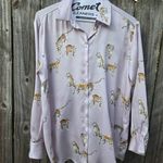 ZARA  Satin Effect Cheetah Printed Blouse sz L Photo 1