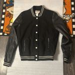 Forever 21 Faux Leather Black/White Moto Varsity Bomber Jacket S Thriller Biker Photo 7
