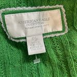 American Eagle Kelly Green V-Neck Cable Knit Sweater Large Vintage Fit Photo 8