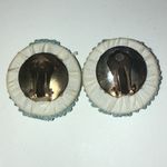 Vintage Light Blue Seed Bead Beaded Round Funky Retro Clip On Earrings Photo 3