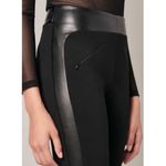 Anne Fontaine Carl Black Vegan Leather Contrast Leggings Pants Sz 40 Size M Photo 2