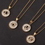 Gold Initial Crystal Sparkly Pendant Necklace A Photo 3