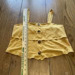 American Eagle  Yellow‎ Cropped Tank Size Small Button Front Boho Peasant Hippie Photo 2