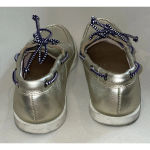 J Crew AJ825 Woman's Size 8 Gold Metallic Leather‎ Traditional Boat Shoes Photo 4