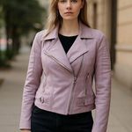 Haute Monde NWT  Lilac Faux Leather Biker Jacket Small Zipper Photo 0