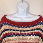 Umgee Boho Oversized Red Stripe Crochet Sweater Size 1X Photo 7