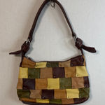 B. Makowsky Brown and Yellow Patchwork Shoulder Bag Photo 0